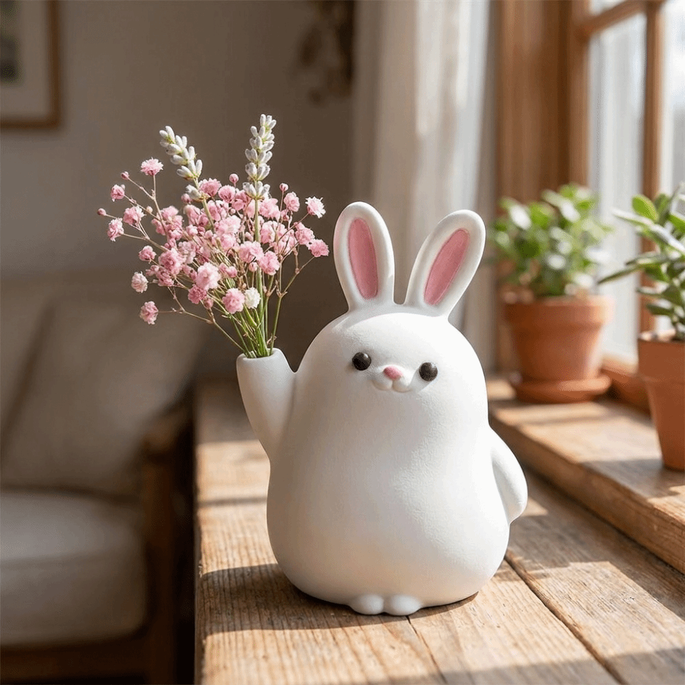 3D Printing Rabbit - Creatieve 3D-geprinte plastic konijnenvaas Cartoon Kawaii