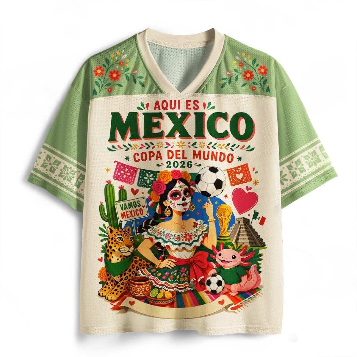 3D Printing Services - Retro Mexicaanse folkstijl voetbal-honkbalshirt Casual sportshirt